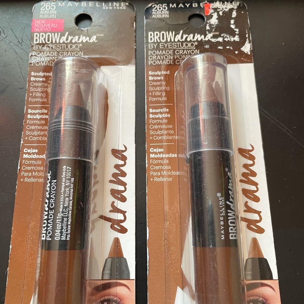 Brand new 2 pack of Maybelline Brow Drama Pomade Crayon, Auburn